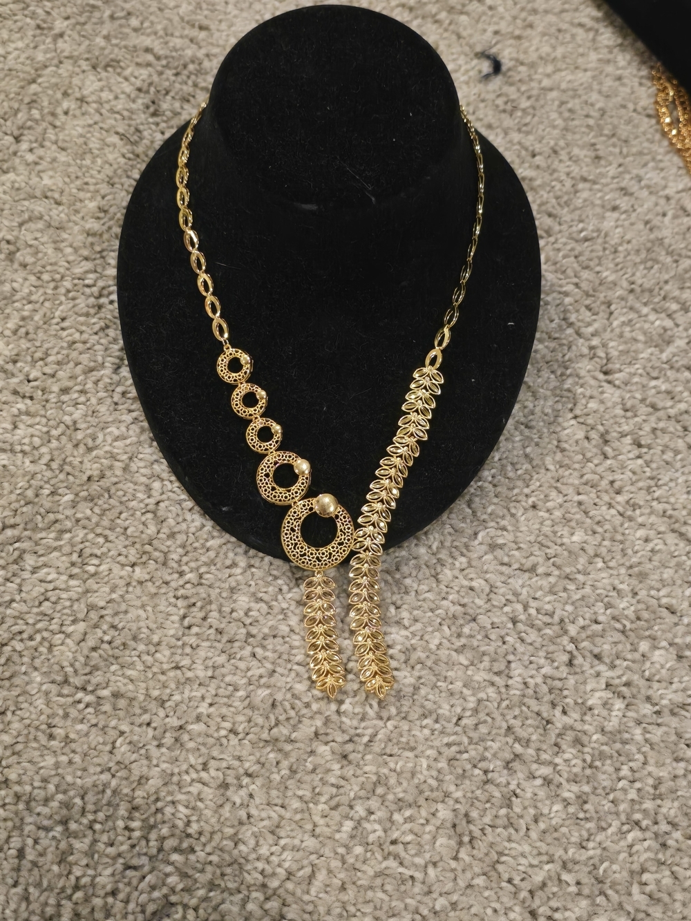Gold Filigree Circle Statement Necklace